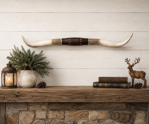Faux longhorns wall hanging - faux,